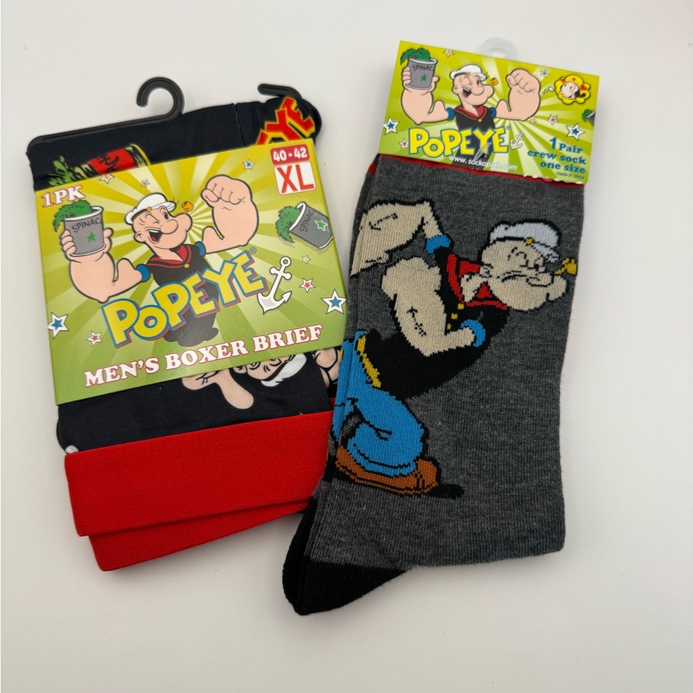 Men's Popeye Boxer Brief and Sock Set - Size XL